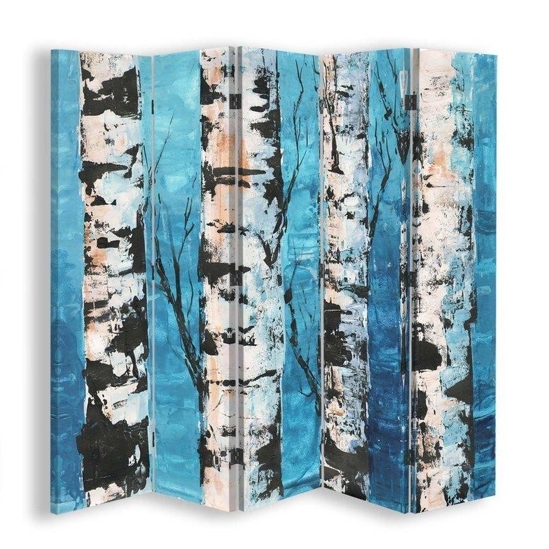 Room divider Double-sided rotatable, Birch Tree Trunks