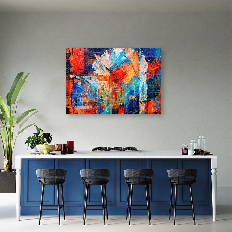 Canvas print, Orange abstract hand painted
