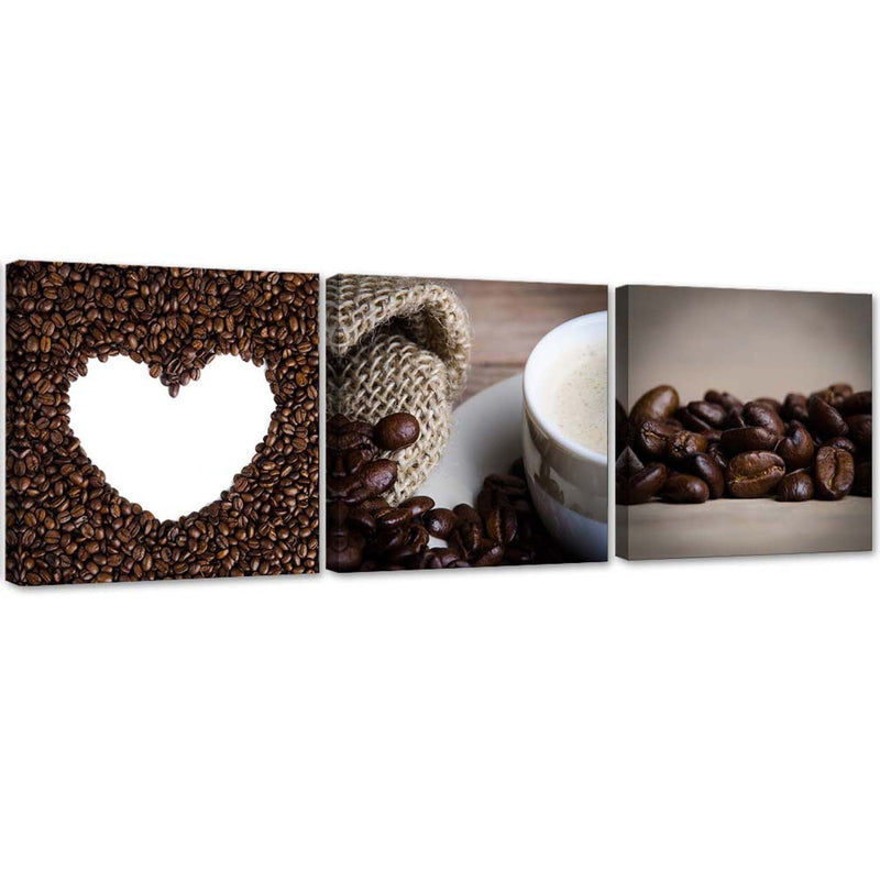 Set of three pictures canvas print, Aromatic coffee beans