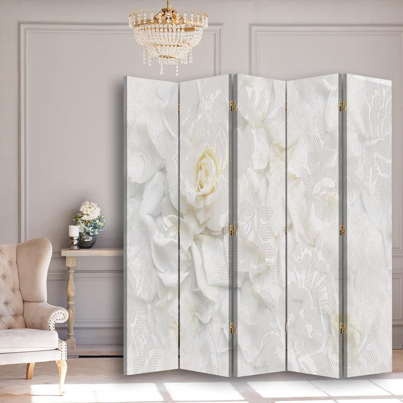 Room divider Double-sided, White flowers