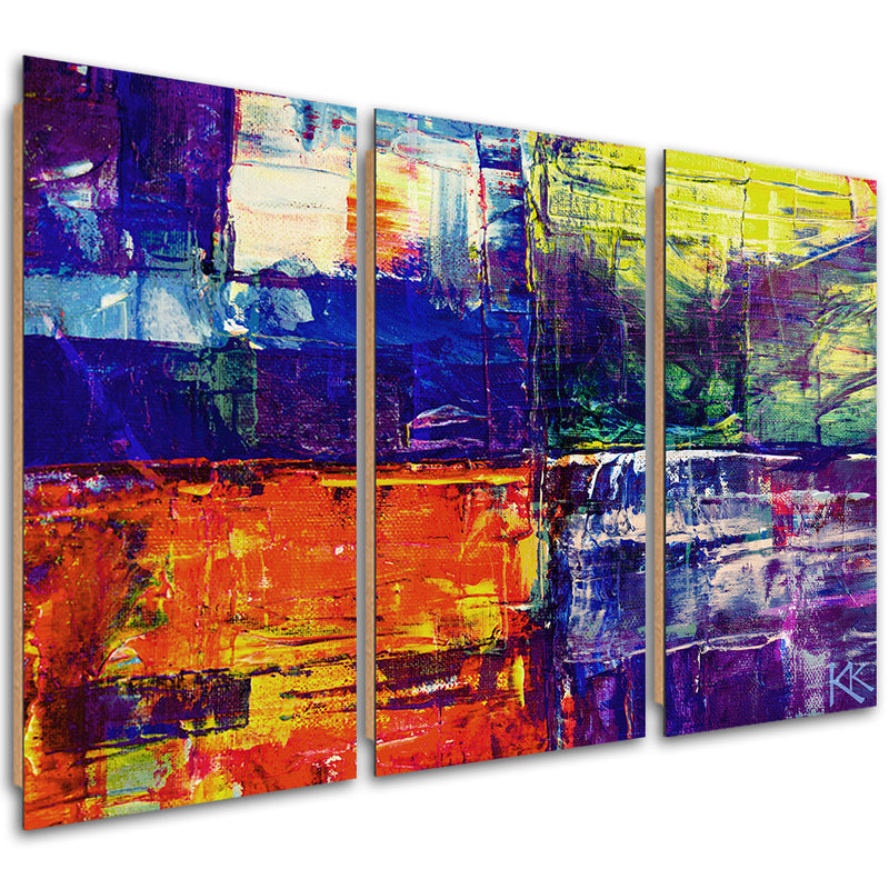 Panel deco de imagen de tres piezas, colorido abstracto pintado a mano