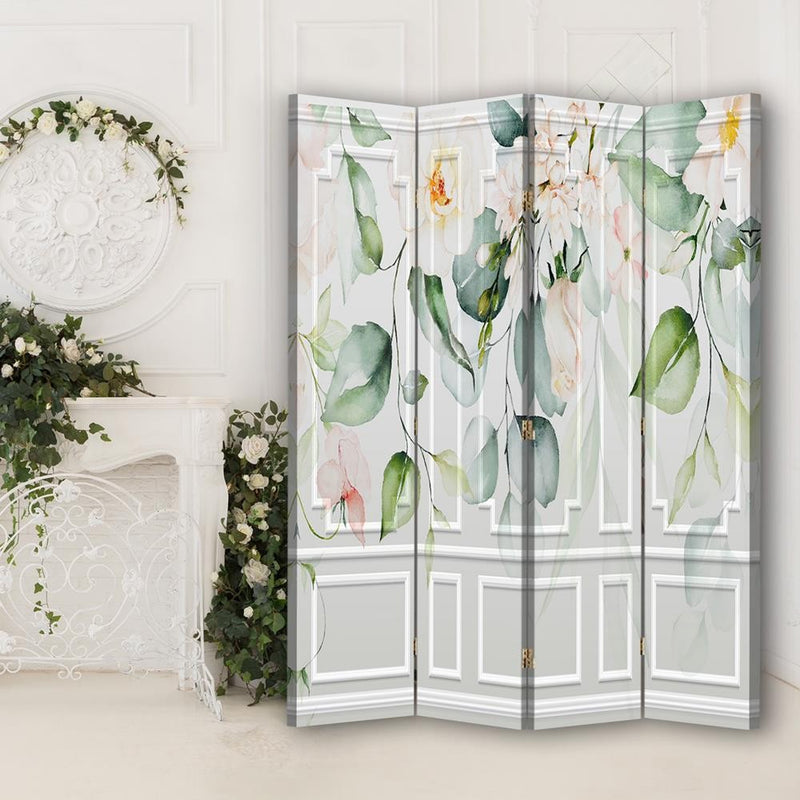 Room divider Double-sided rotatable, Green leaves