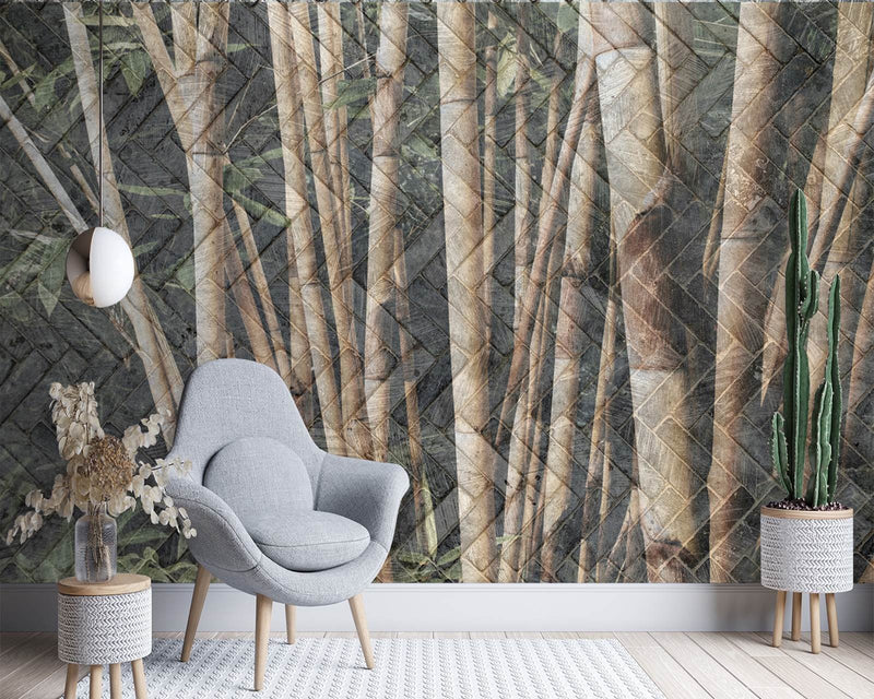 Papel pintado, bosque de bambú