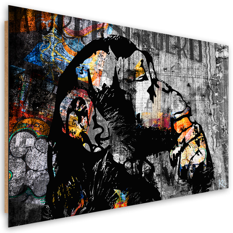 Impresión de panel deco, arte callejero abstracto del mono banky