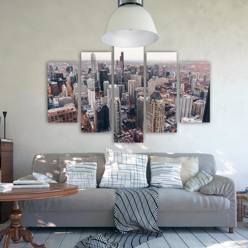 Five piece picture canvas print, Chicago skyscrapers