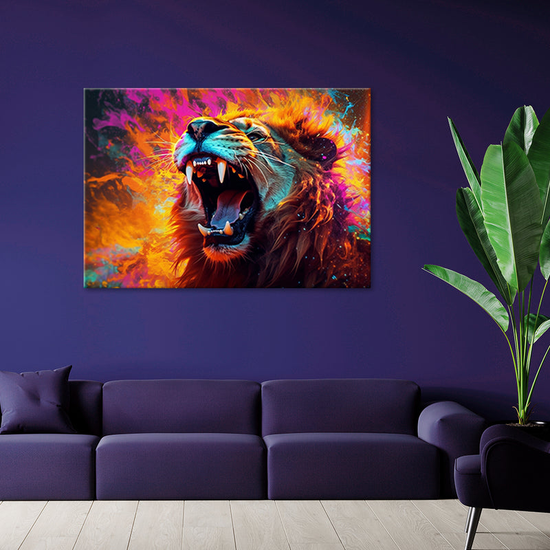 Deco panel print, Lion Roar Abstract