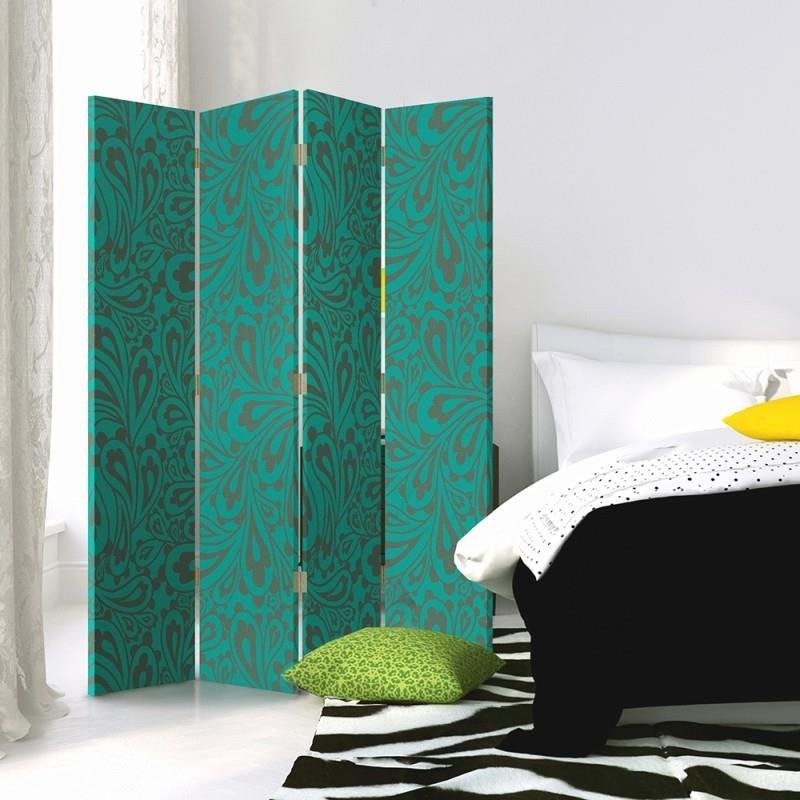 Room divider Double-sided, Wallpaper in turquoise