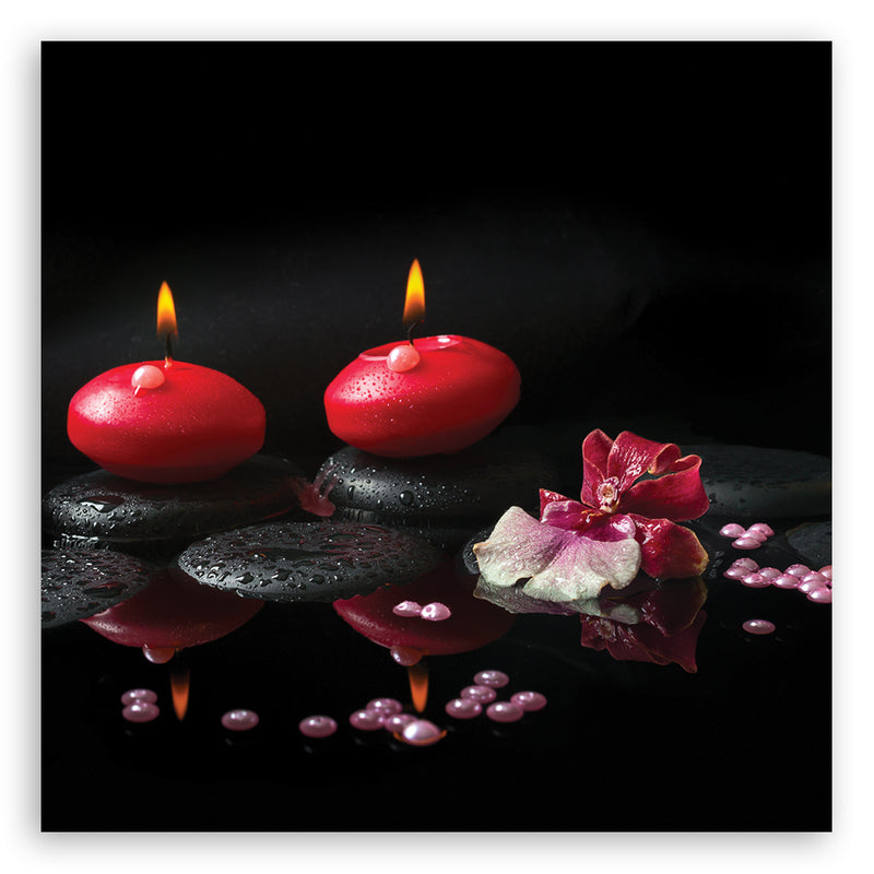 Deco panel print, Red candles Zen stones