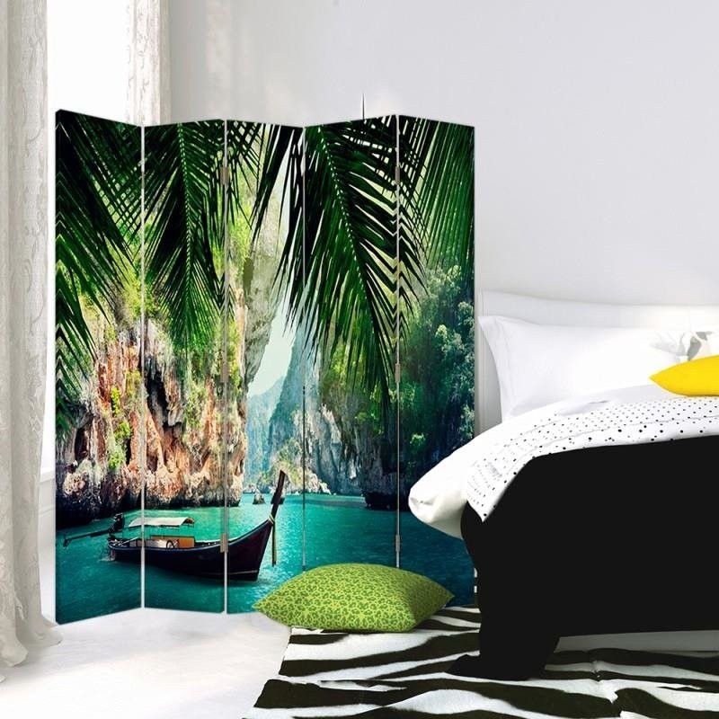 Room divider Double-sided, Boat in the tropics
