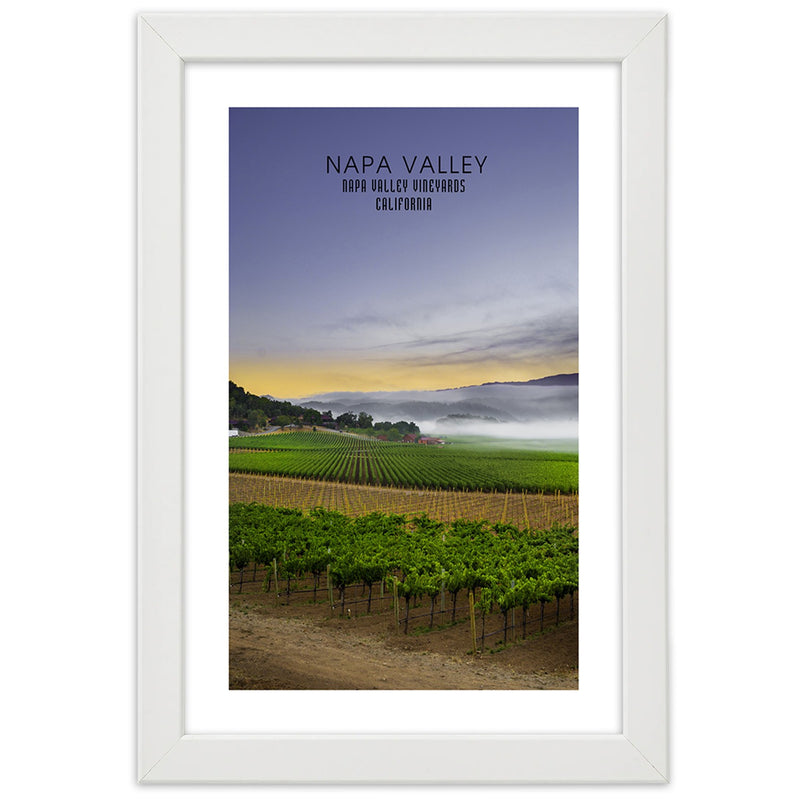 Picture in white frame, Evening above napa valley