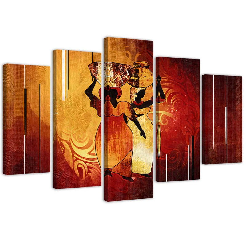 Five piece picture canvas print, African heat