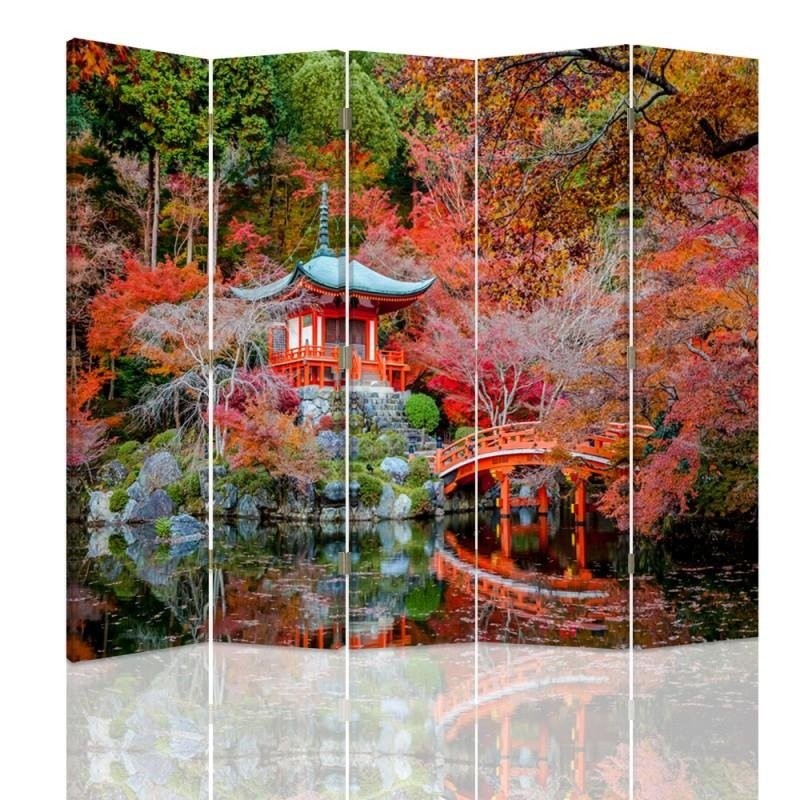 Separador de ambientes de doble cara, jardín de estilo japonés.