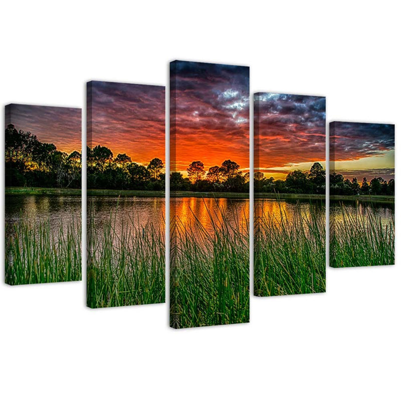 Five piece picture canvas print, Sky at sunset