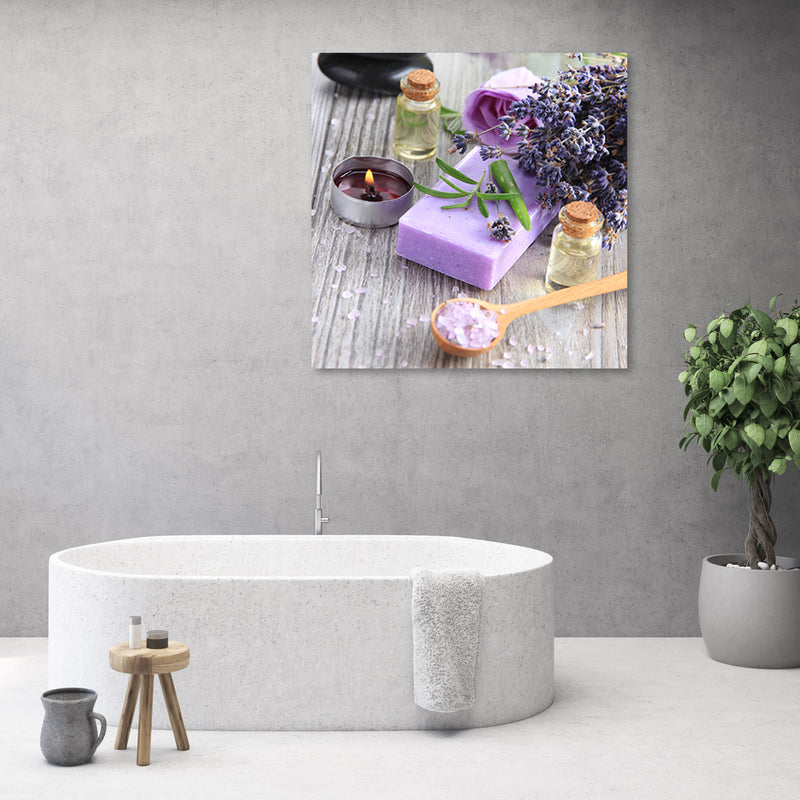Panel decorativo estampado, jabón spa zen violeta