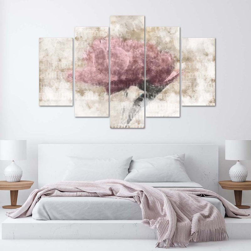 Five piece picture canvas print, Pastel flower