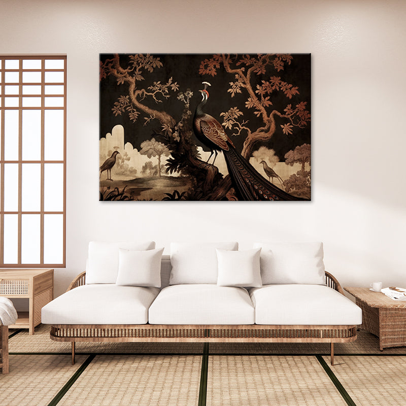 Deco panel picture, Oriental tree peacock
