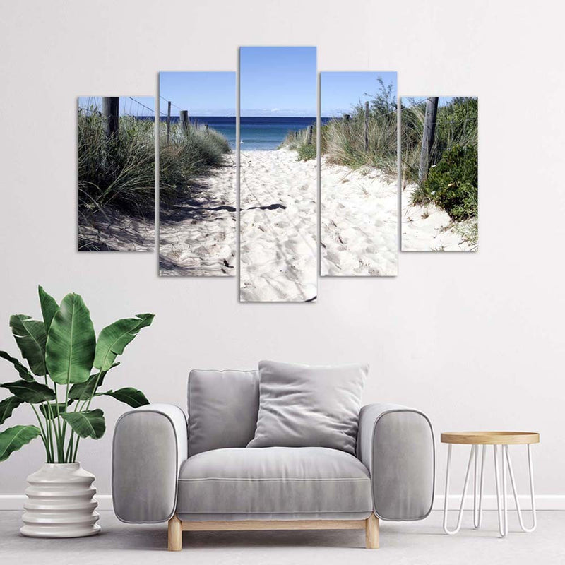 Five piece picture canvas print, Path through the dunes
