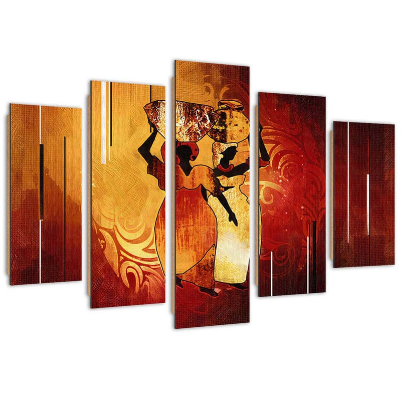 Panel decorativo con cuadros de cinco piezas, calor africano