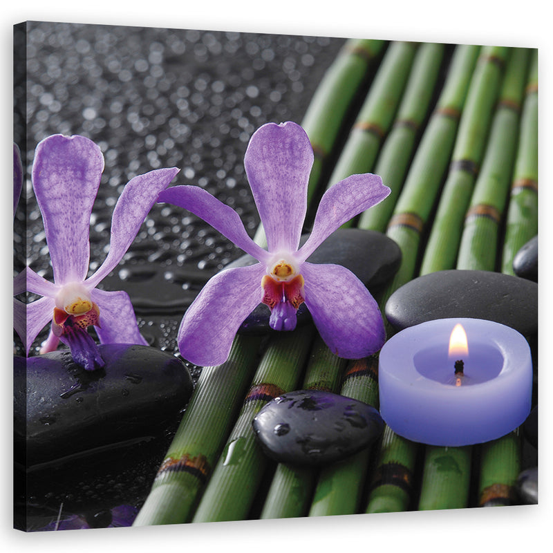 Canvas print, Bamboo Flowers Zen Spa Candle
