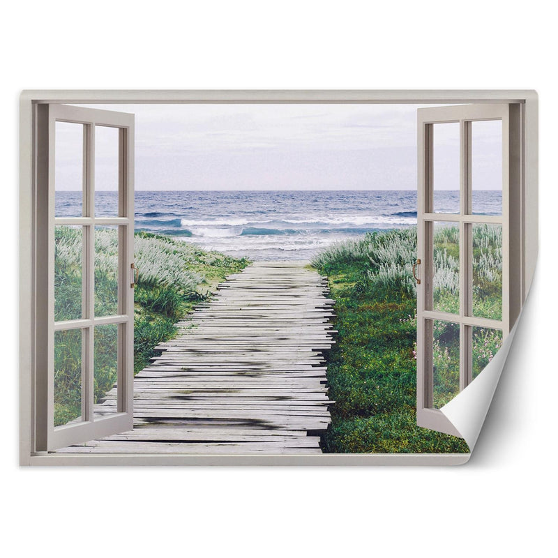 Wallpaper, Window view footbridge to the beach