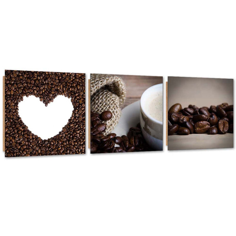 Set of three pictures deco panel, Aromatic coffee beans
