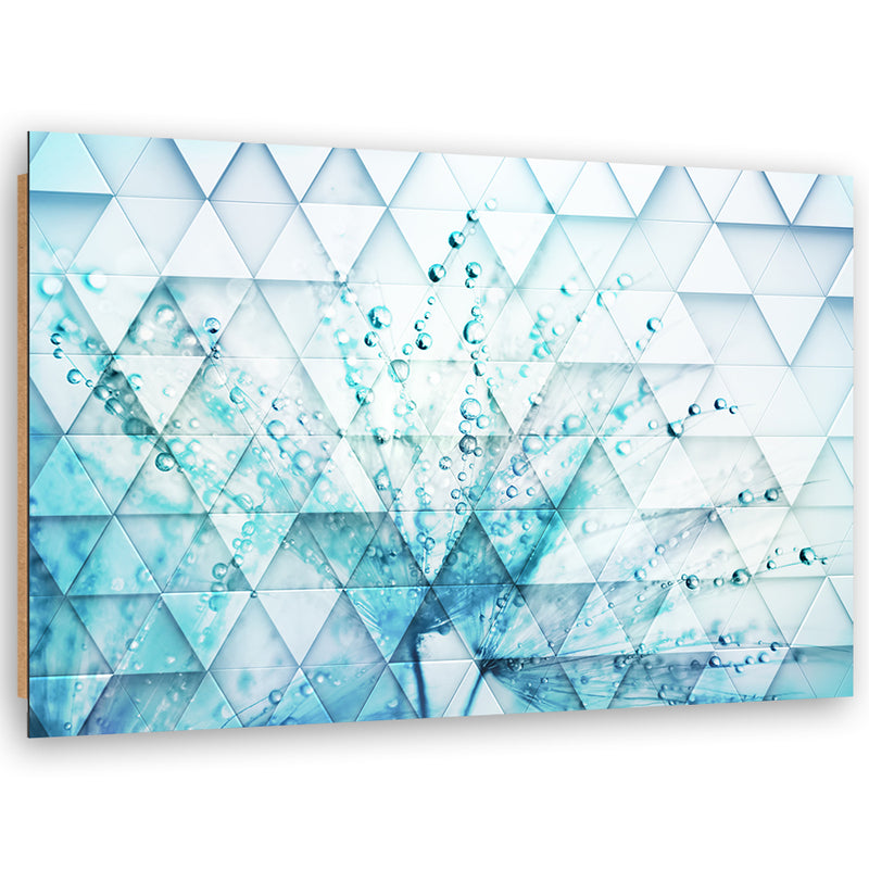 Deco panel print, Turquoise dandelion in dewdrops