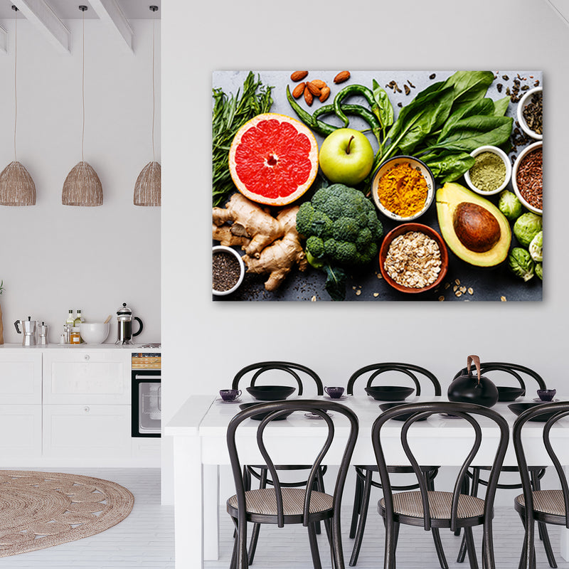 Cuadro decorativo, Composición de frutas y verduras.