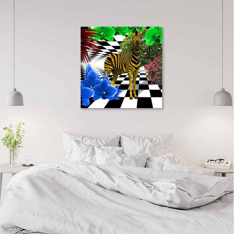 Deco panel print, Colourful zebra