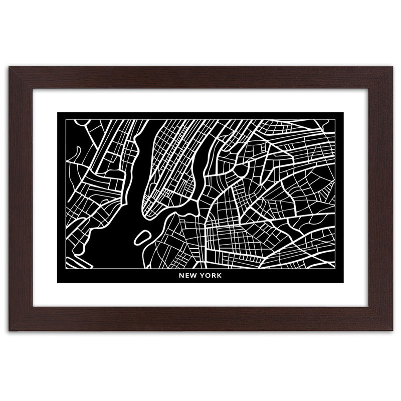 Cuadro en marco marrón, Plan de la ciudad de nueva york