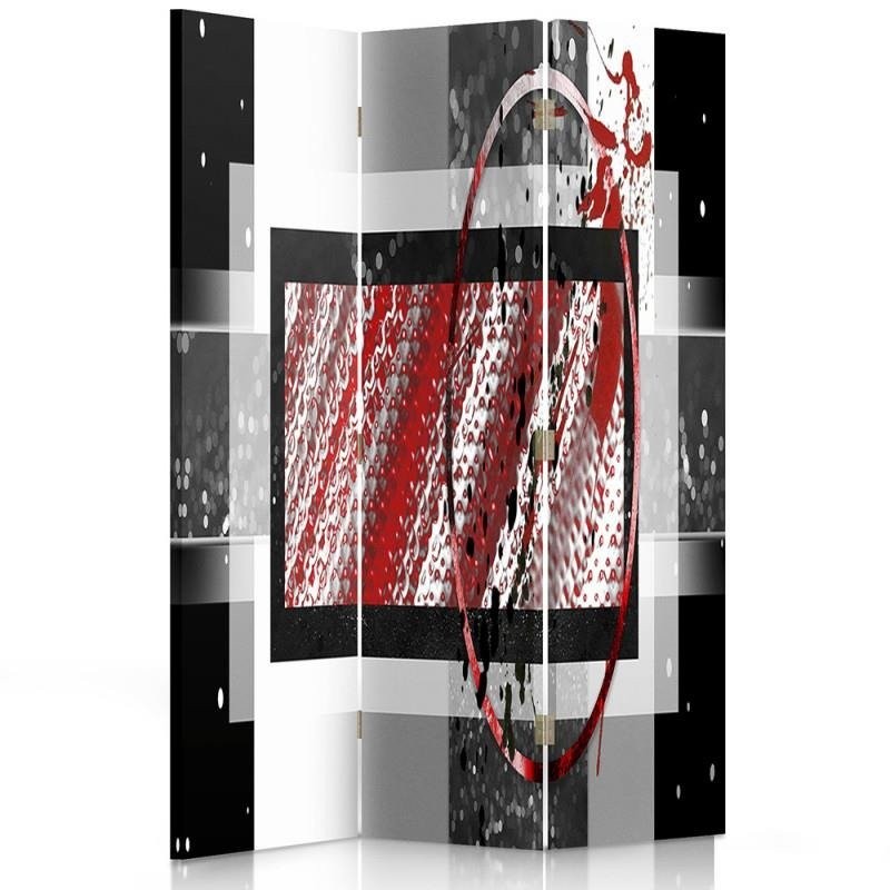 Room divider Double-sided rotatable, Abstraction in black and red