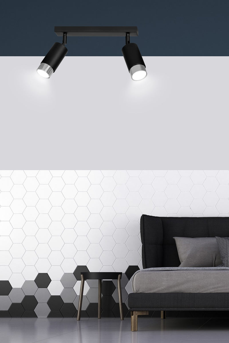 HIRO ceiling lamp 2L, black, GU10