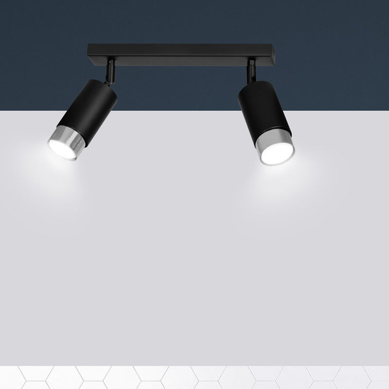 HIRO ceiling lamp 2L, black, GU10