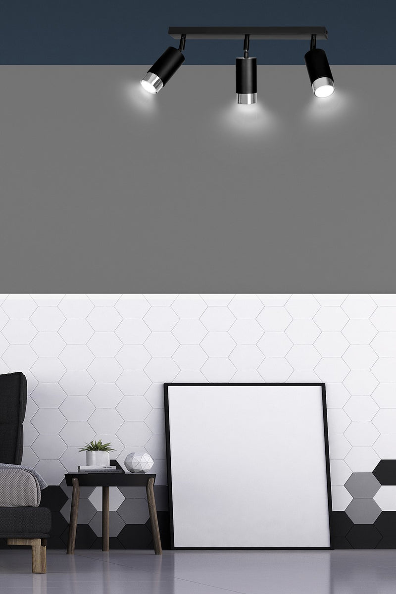 HIRO ceiling lamp 3L, black, GU10