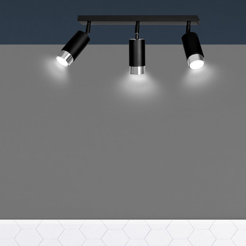 HIRO ceiling lamp 3L, black, GU10