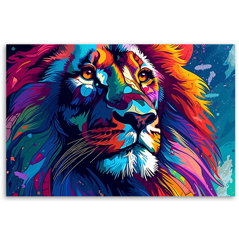 Deco panel print, Coloured Neon Lion Abstraction