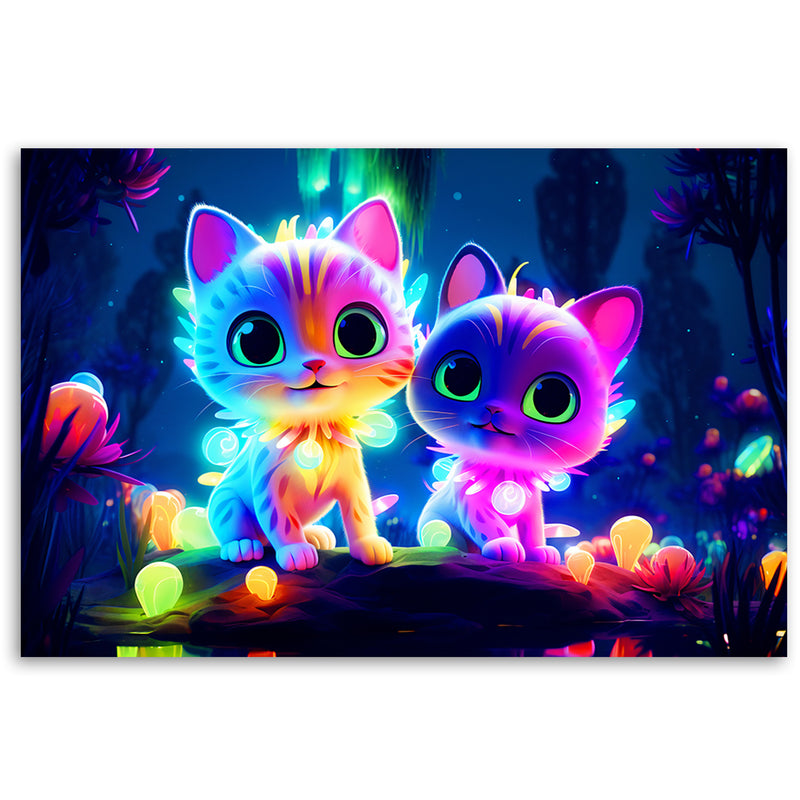 Cuadro de panel decorativo, Cute Cats Neon