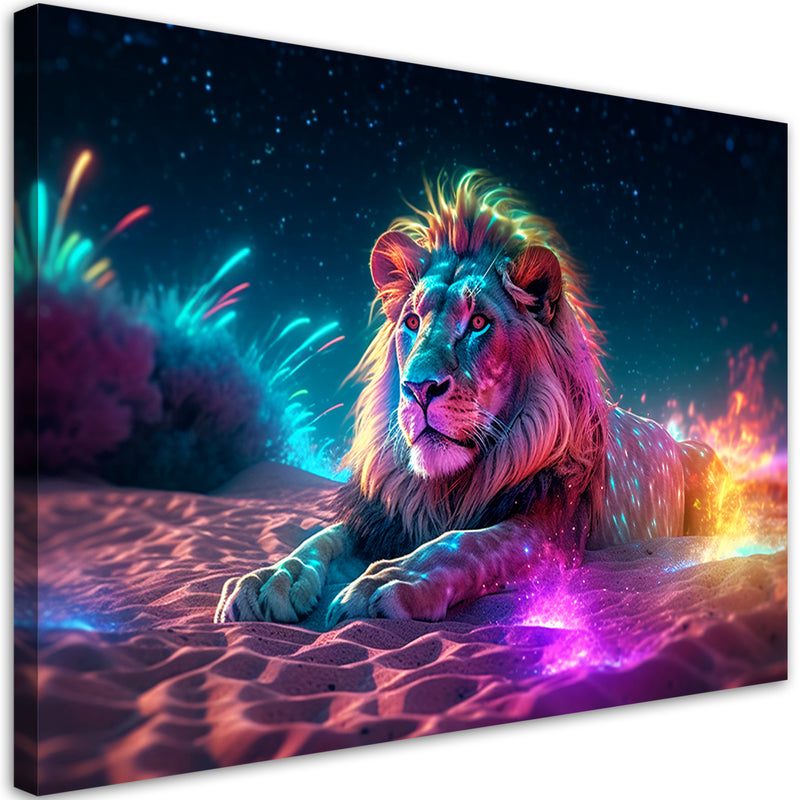 Canvas print, Neon Lion Nature Abstraction