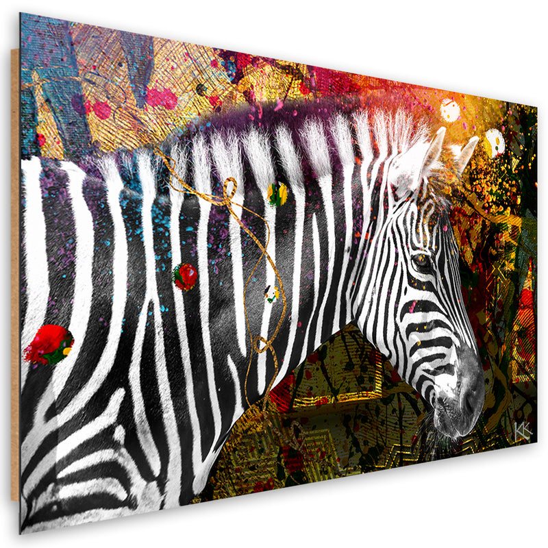Deco panel print, Zebra on colourful background