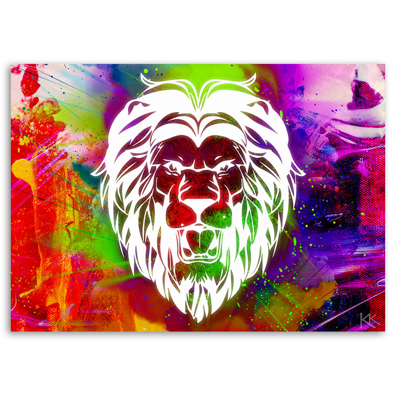 Deco panel print, Colourful lion abstract