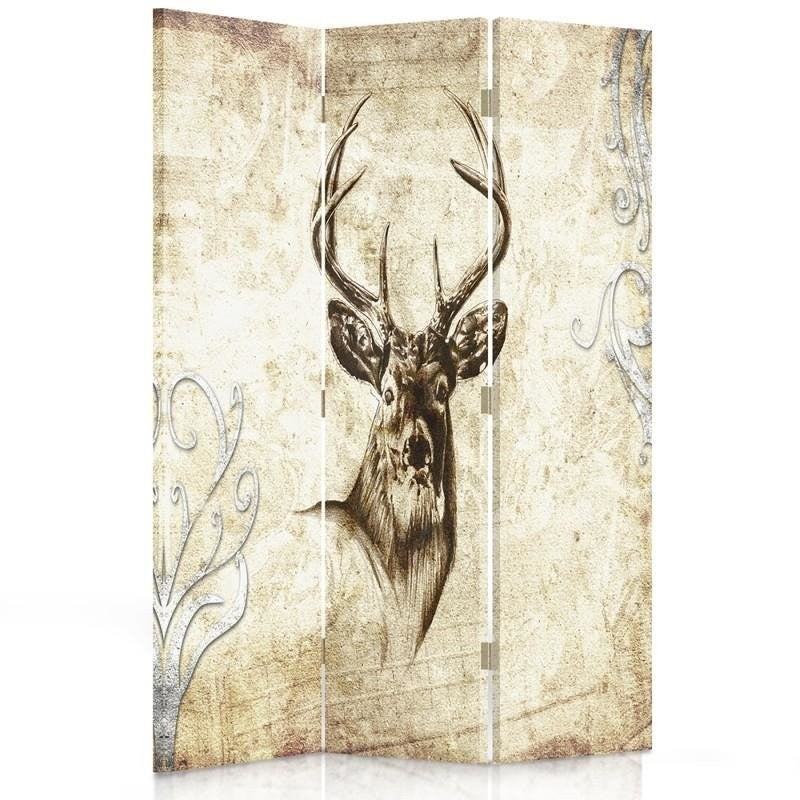 Room divider Double-sided rotatable, Deer in sepia