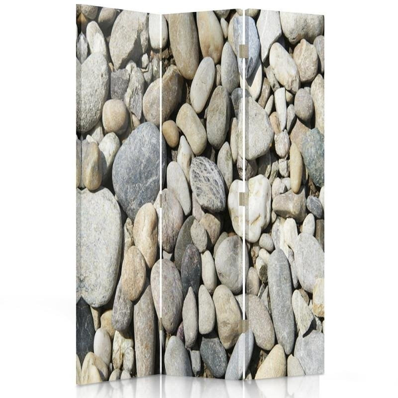 Separador de ambientes giratorio de doble cara, Piedras en la playa