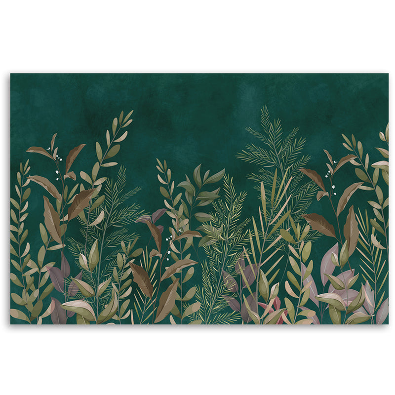 Deco panel print, Leaves on green background