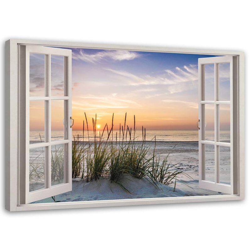 Canvas print, Window overlooking the beach