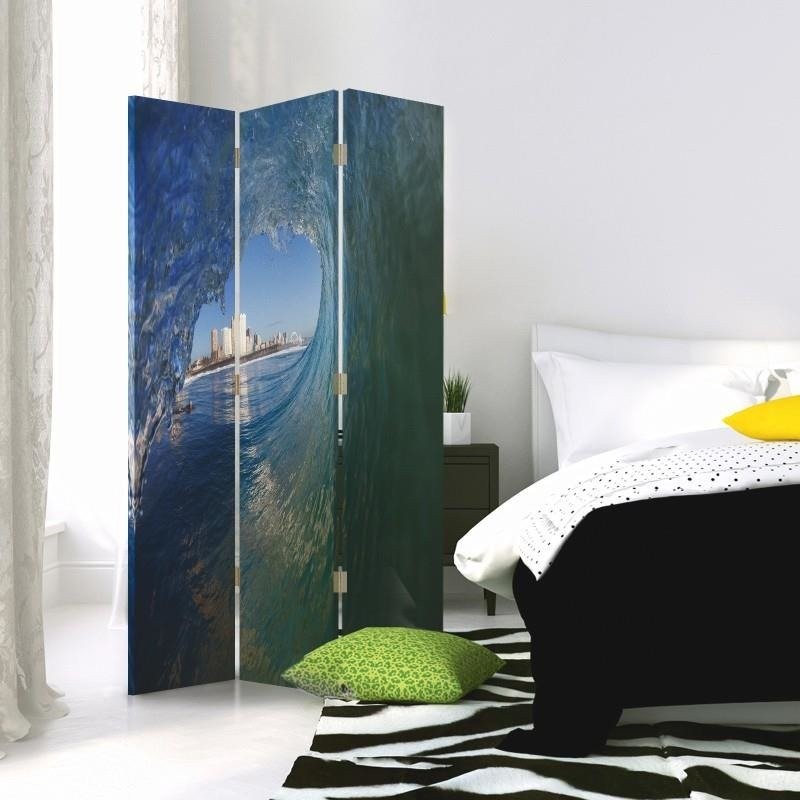Room divider Double-sided rotatable, The wave with city view