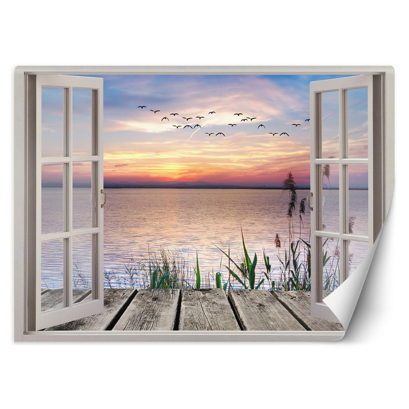 Wallpaper, Window view sunset jetty landscape