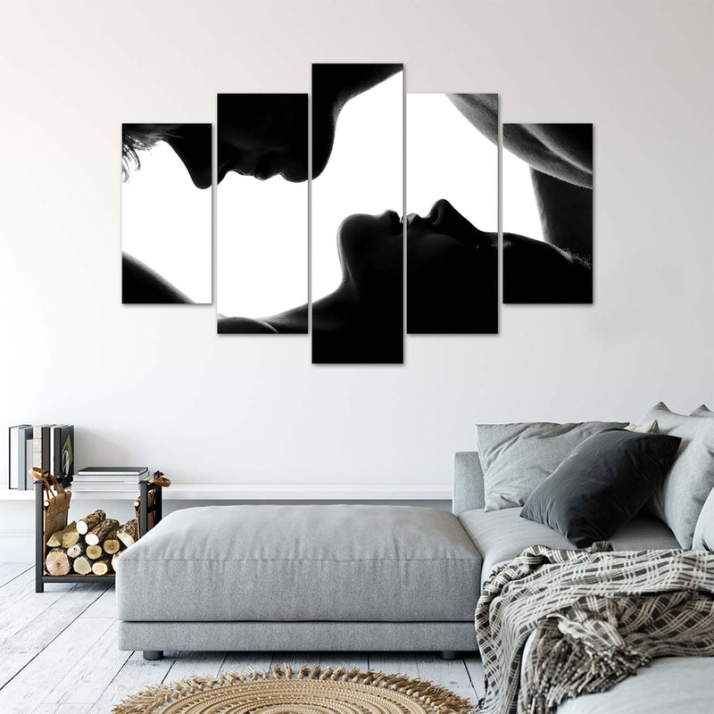 Cuadro en lienzo de cinco piezas - Personas en blanco y negro