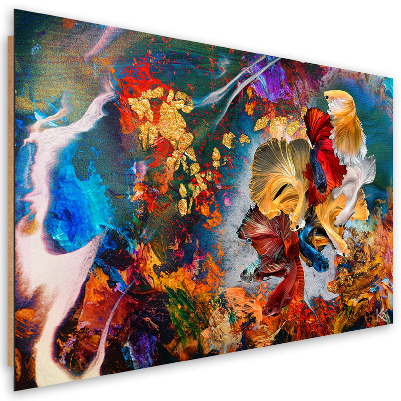 Cuadro decorativo con estampado de peces de colores abstractos