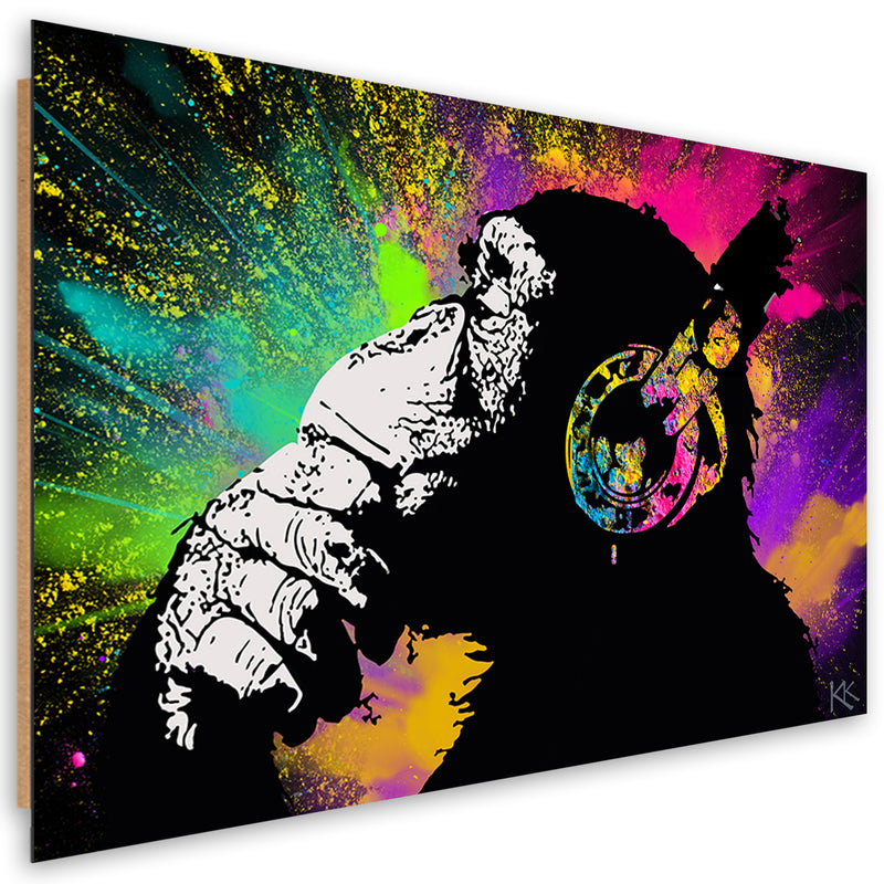 Deco panel print, Banksy colourful monkey