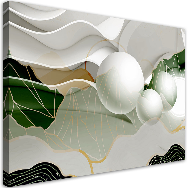 Canvas print, Green abstract with balls 3D