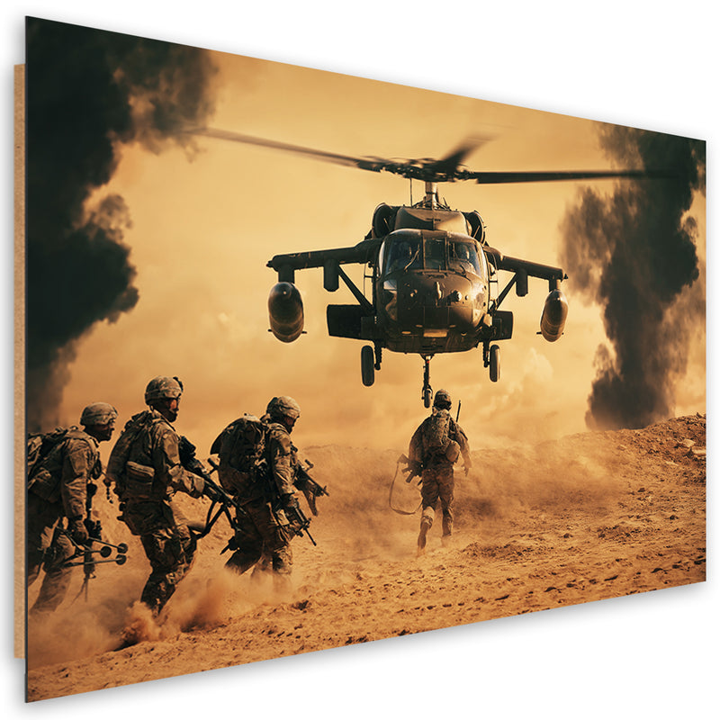 Deco panel print, Helicopter and soldiers on mission